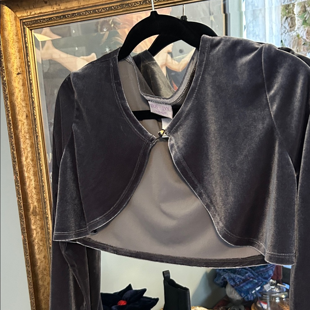 Iris & Ivy Charcoal Velvet Jacket Bolero